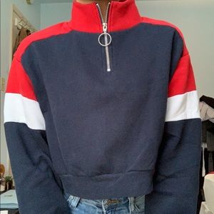 H&M Cropped Colorblock Quarter Zip